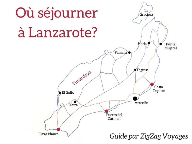 où séjourner à Lanzarote carte où séjourner à Lanzarote carte