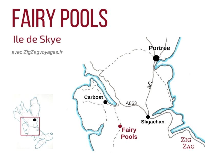 Carte Fairy Pools Skye