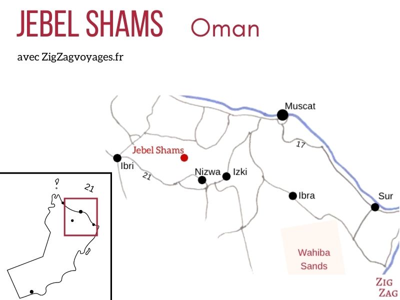 Carte Jebel Shams Oman Localisation