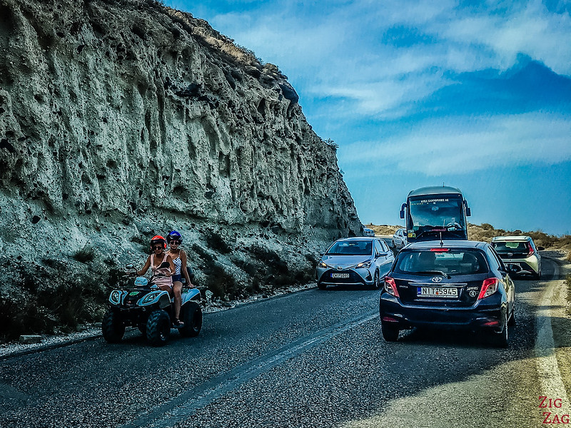 how to get around santorini bus atv