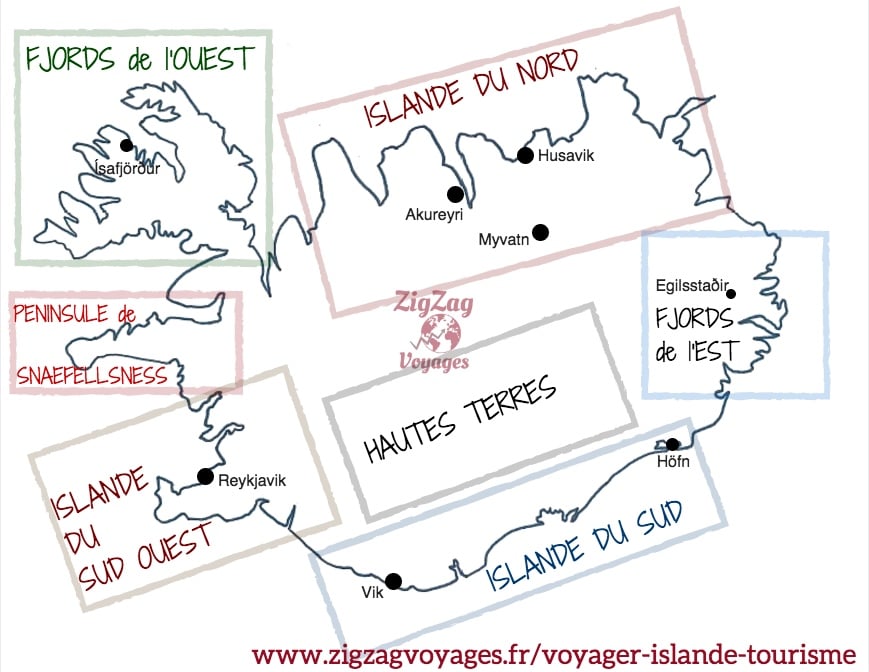 Islande Tourisme Carte Islande Carte - regions