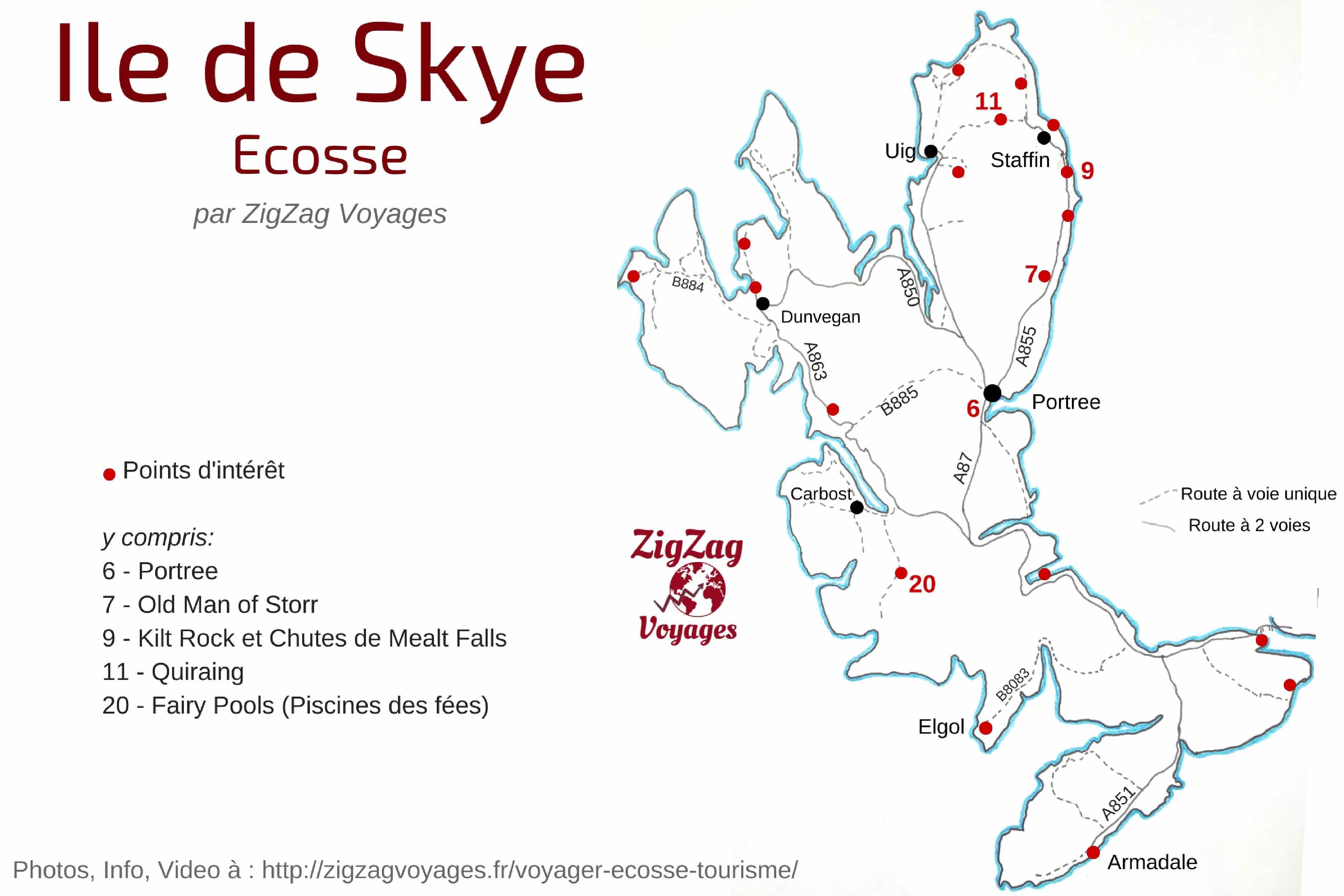 Carte Ile de Skye Carte Ecosse lieux d interet