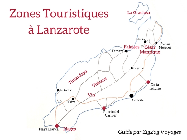 Carte Lanzarote destinations