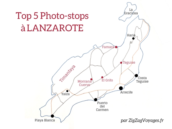Lieux pour Photographier Lanzarote paysages Carte