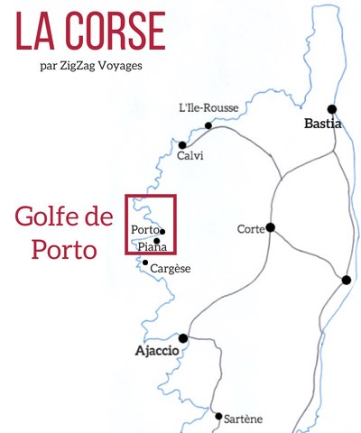 Visiter le golfe de Porto corse carte