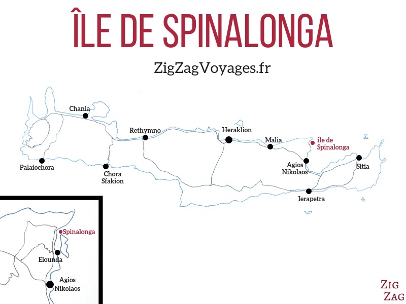 ile de Spinalonga Crete Carte touristique