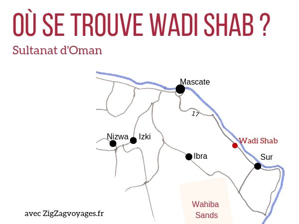 Localisation Wadi Shab carte Oman voyage