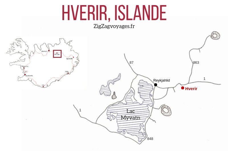 localisation Hverir Myvatn Islande Carte