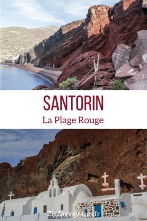 plage rouge Santorin voyage Pin2