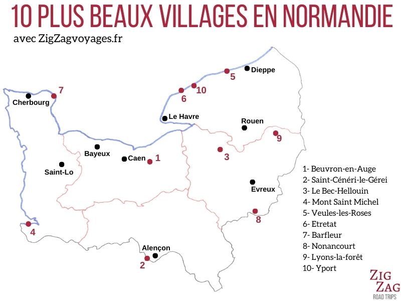 les plus beaux villages en normandie carte