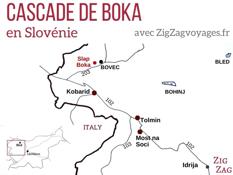 Carte Cascade Boka Slovenie
