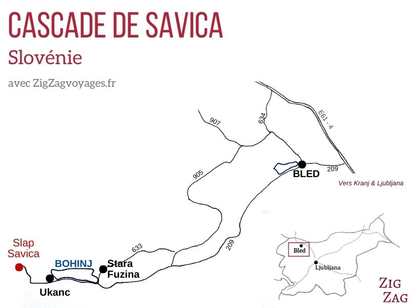 Cascade Savica Carte localisation