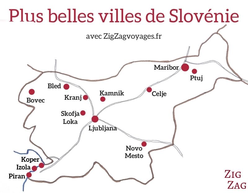Plus belles villes Slovénie carte