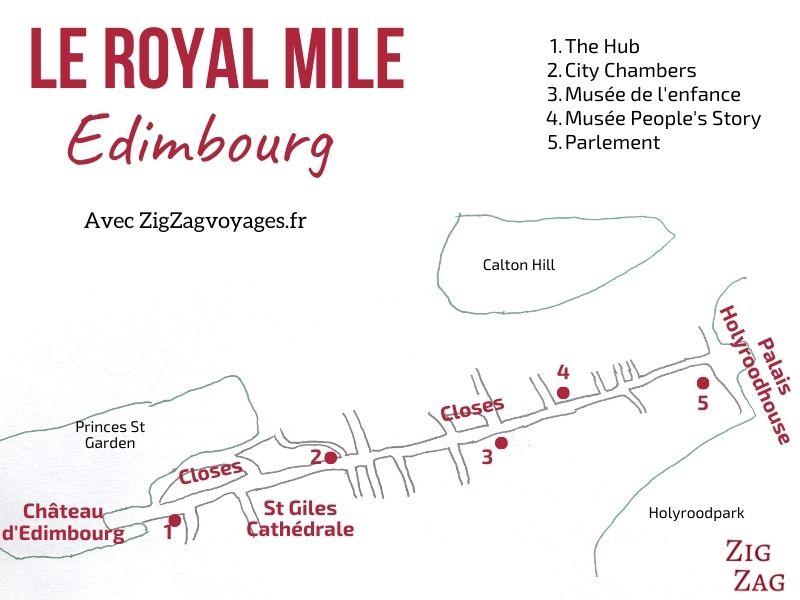 Royal Mile Edimbourg carte que voir