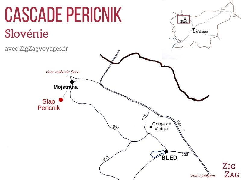 Slap Pericnik cascade Slovenie carte