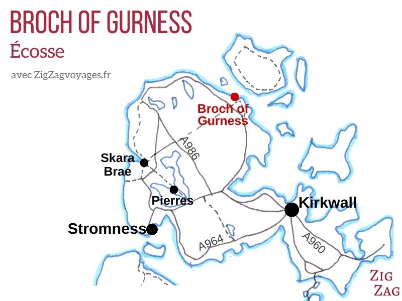 Carte Broch de Gurness Orcades localisation