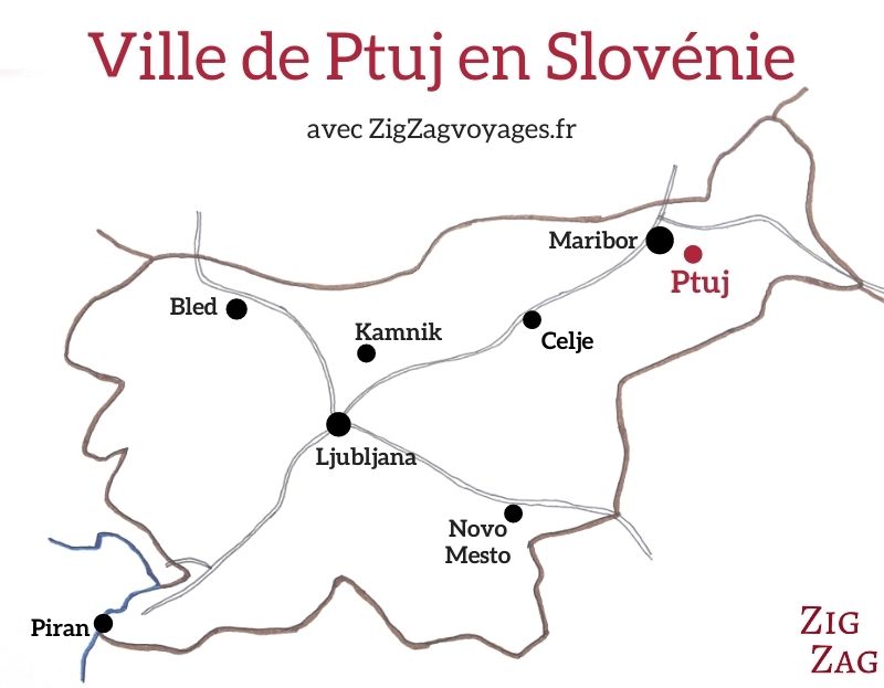 Carte Ptuj en Slovenie