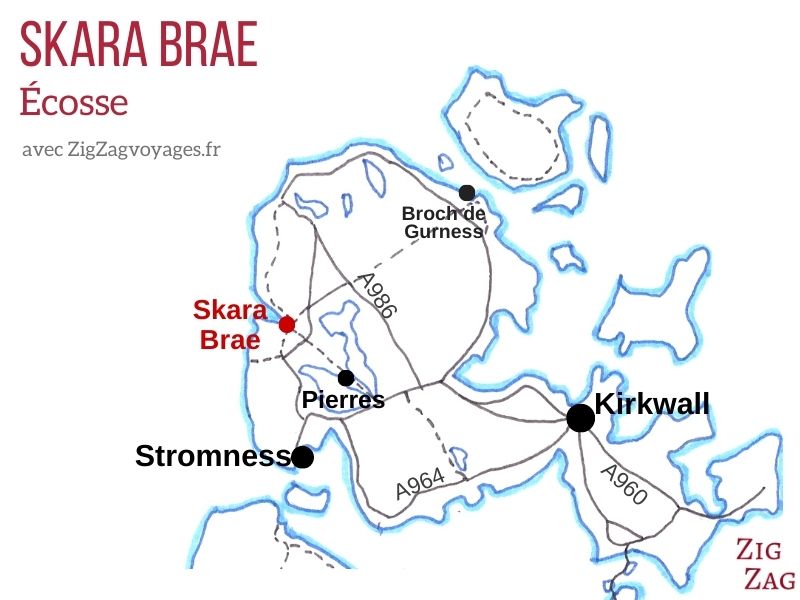 Carte Skara Brae Orcades localisation