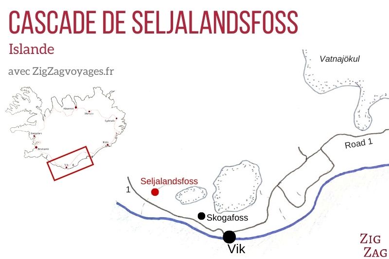 Cascade Seljalandsfoss Islande Carte