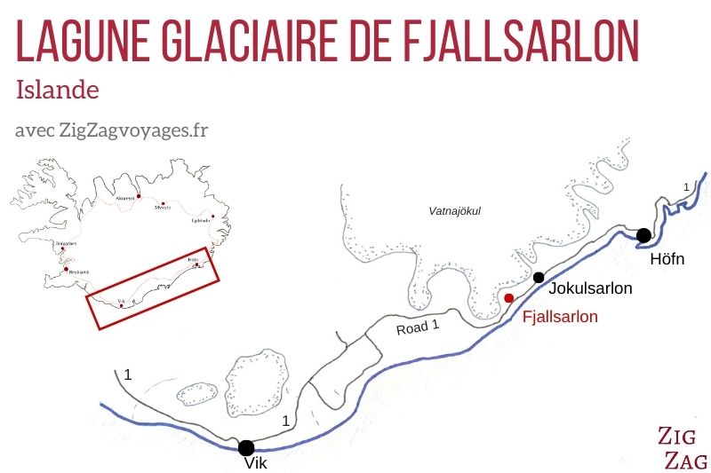 Lagune glaciaire de Fjallsarlon Carte