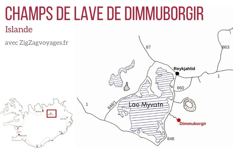Myvatn Dimmuborgir Islande carte