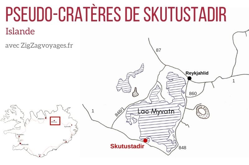 localisation pseudocrateres Skutustadir Myvatn Islande Carte