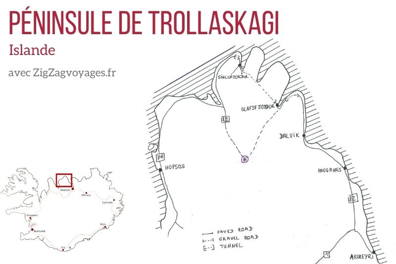 Carte péninsule de Trollaskagi Islande
