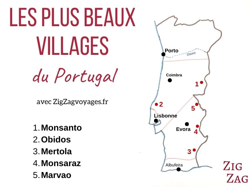 les plus beaux villages du Portugal Carte localisation