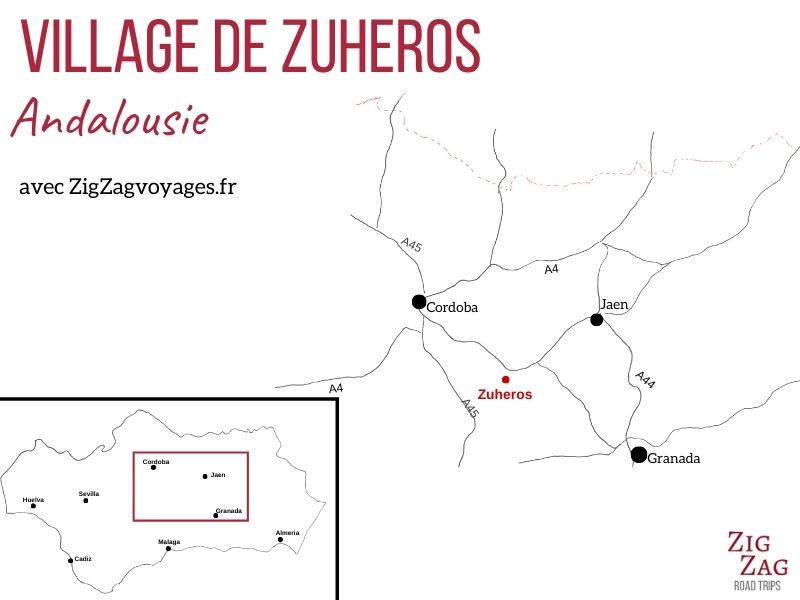 village Zuheros Andalousie Carte Localisation