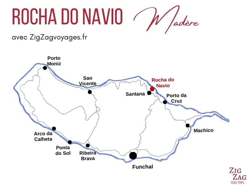Rocha do Navio Madere carte localisation