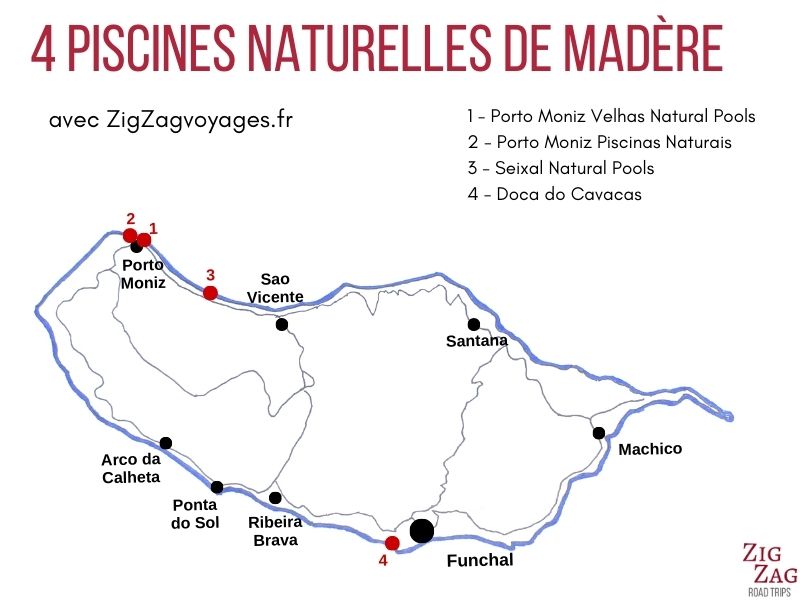 piscines naturelles Madère carte location