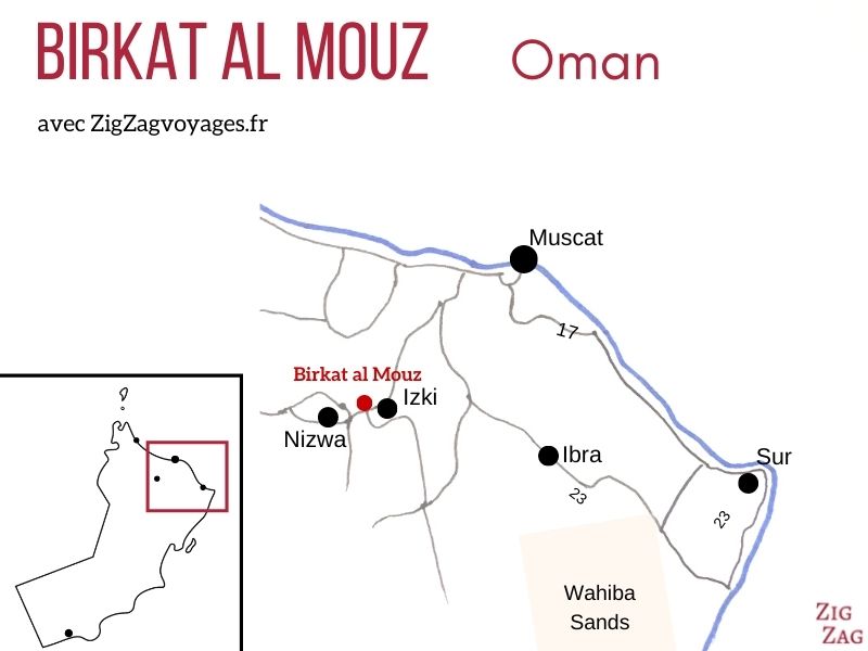 Carte Birkat al Mouz Oman localisation