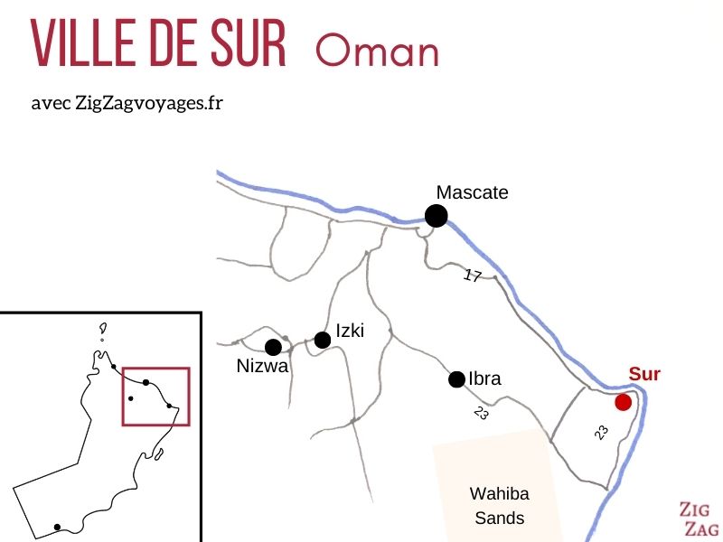 Carte ville Sur a Oman Localisation