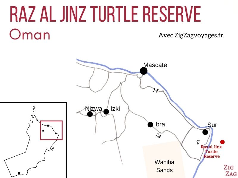 Localisation Raz Al Jinz Turtle beach reserve Oman
