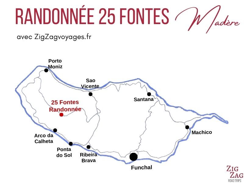 Carte 25 Fontes randonnee Madere localisation