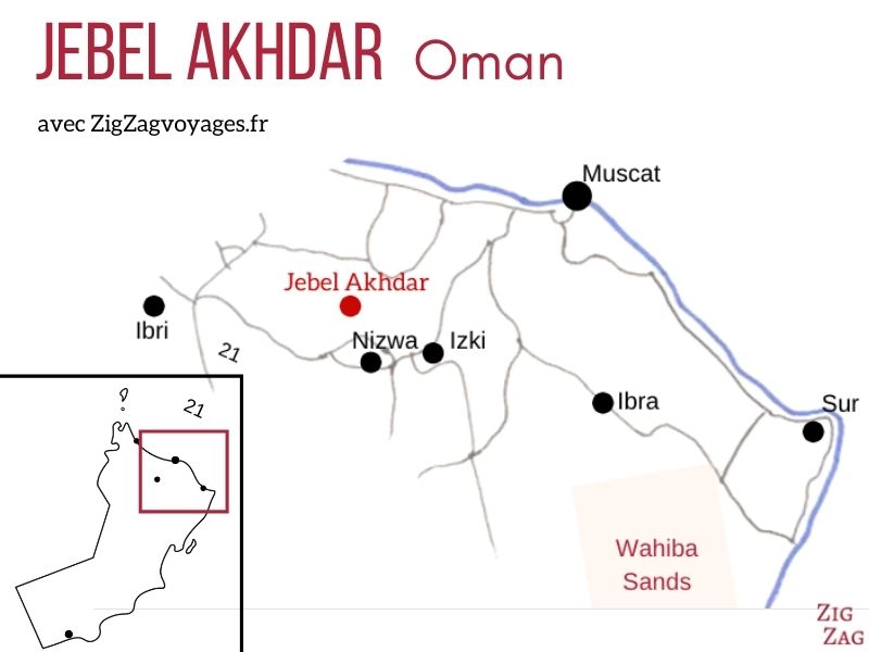 Carte Jebel Akhdar Oman Localisation