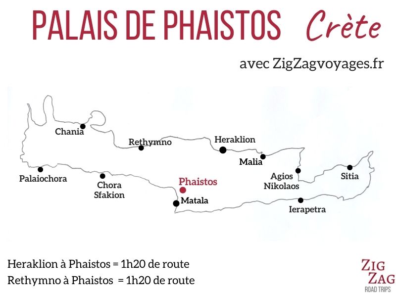 Carte Palais de Phaistos Crete localisation