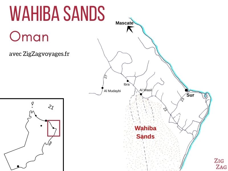 Carte Wahiba Sands Desert Oman localisation