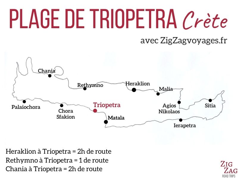 Carte plage Triopetra Crete localisation
