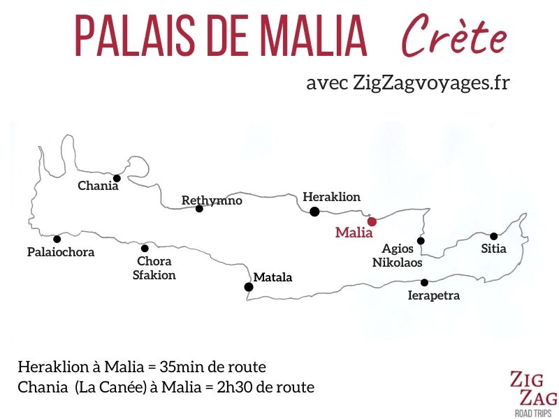 Carte site archeologique minoen Palais Malia Crete localisation