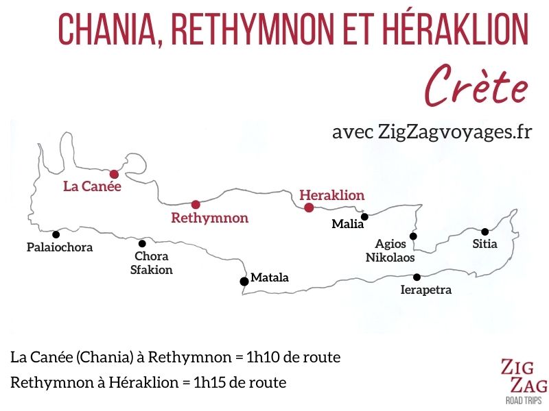 Heraklion ou La Canee ou Rethymnon Crete Carte