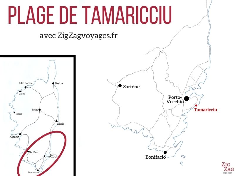 Plage Tamaricciu Corse Carte