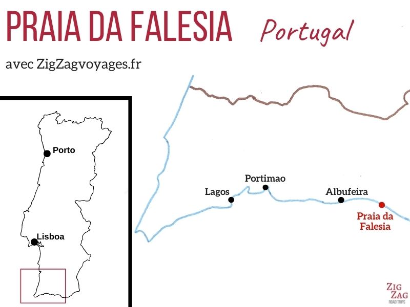 Praia da Falesia plage Algarve carte localisation