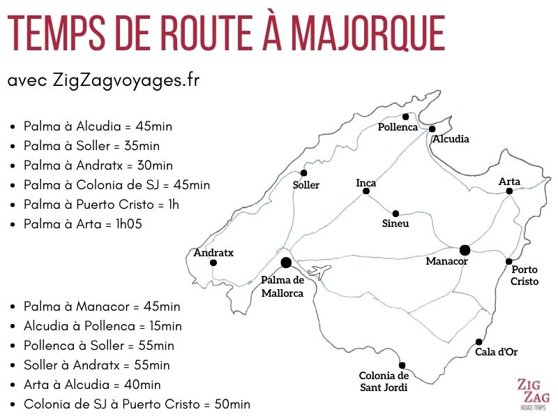 temps de route Majorque Carte