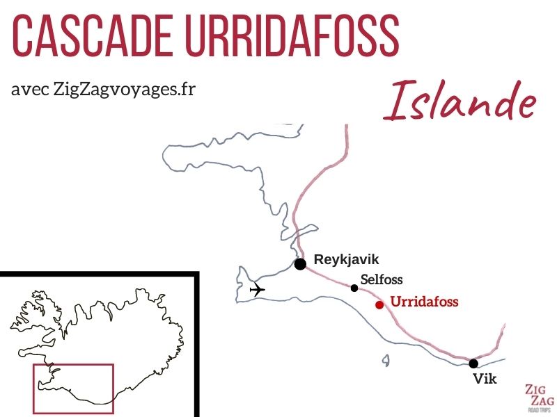 Cascade Urridafoss Islande Carte