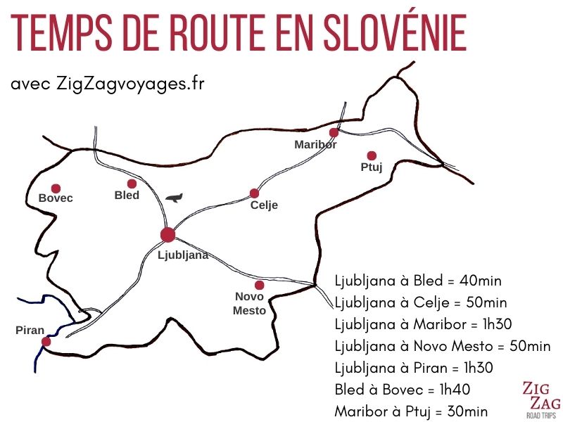 Temps de routes Slovenie carte