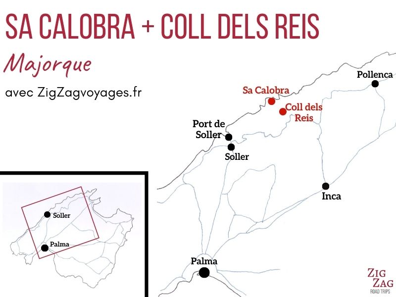 Carte Sa Calobra Coll dels Reis Majorque Torrent de Pareis
