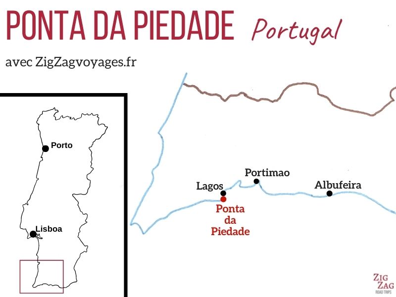 Localisation Ponta da Piedade Lagos Algarve Portugal Carte