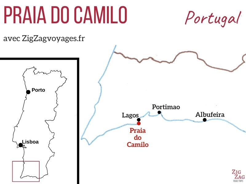 Localisation Praia do Camilo Lagos Portugal Carte