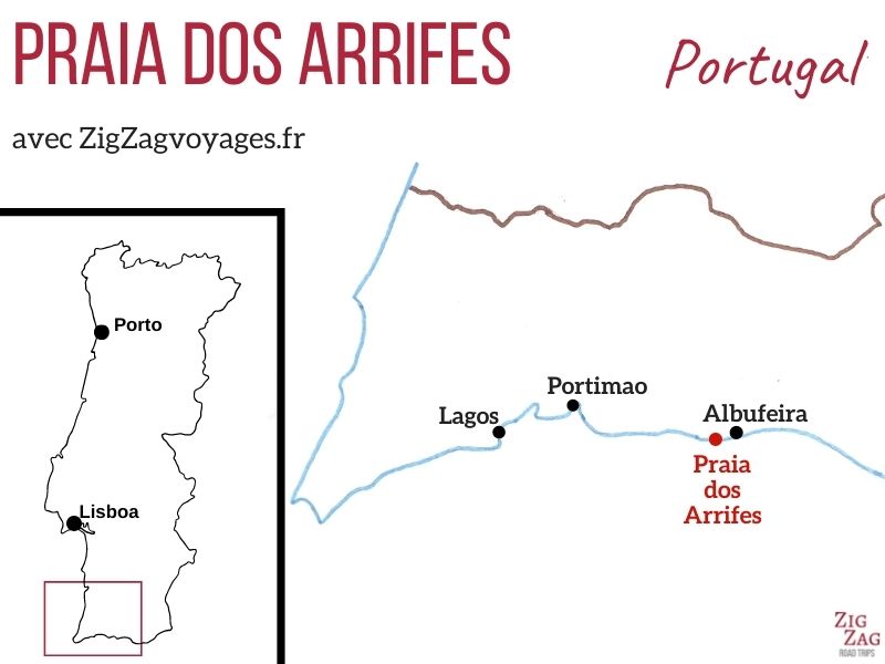 Localisation Praia dos Arrifes Algarve Portugal Carte